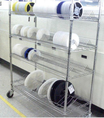 Carrello antistatico di stoccaggio del PWB dei carretti ESD dello scaffale di acciaio inossidabile di SMT del carretto di stoccaggio della bobina di Eletronic della stanza pulita di SMT